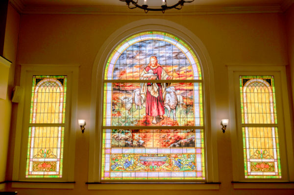 The Legacy restored stained-glass window